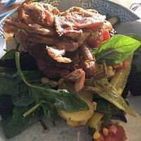 Incredible soft shell crabs on greens. Fabulous!!!