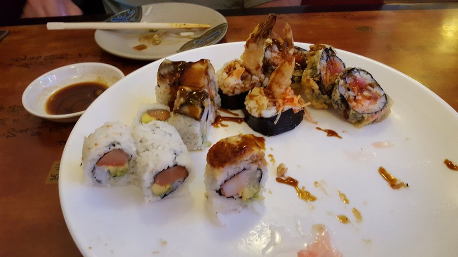 Black Dragon, TNT, Spicy crab, & smoked salmon rolls