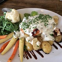 Stilton stuffed chicken with blue cheese sauce