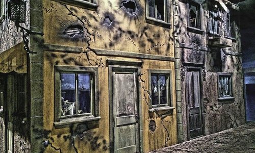 War ravaged village.