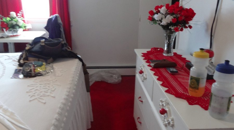 Nice clean and comfortable room, with Lilly's flowers and our bike gear.