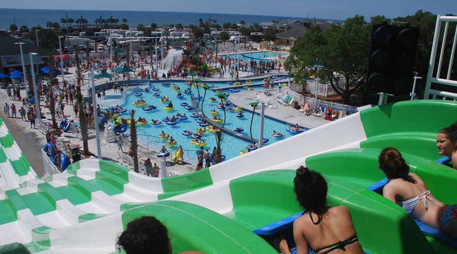 Sandy Harbor's Drop Zone Mat Racer features the best (and most FUN) ocean view in Myrtle Beach!