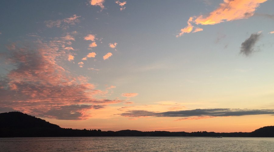 Beautiful sunset on Tellico Lake enjoyed from Lotterdale Campground