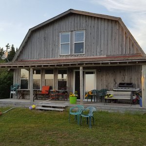 View from the edge of the property (the cliff) towards the cottage.
