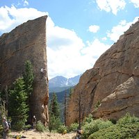 Climbing wall from the top of the ridge