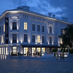 Wizualizacja hotelu nocą