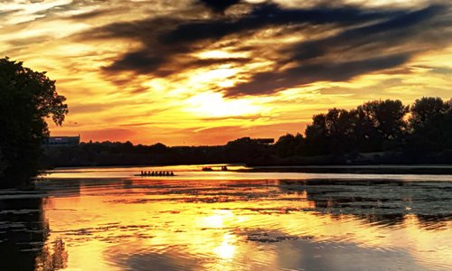 Sunset over Mystic river
