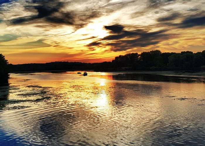 Sunset over Mystic river