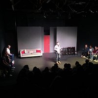 The stage during an Improv show