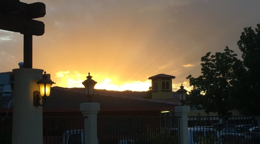 A view from the pool area one stormy evening.