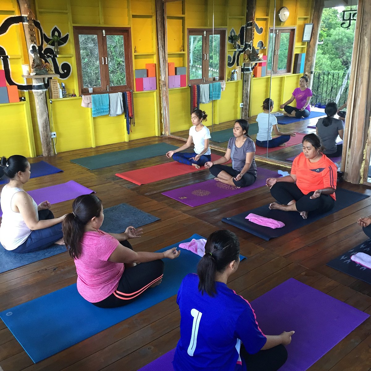 Yoga studio 'pod' with instructor. Vikasa Yoga Centre, Bangkok