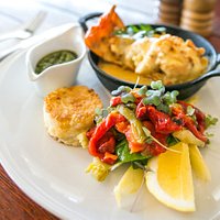 Creamy garlic Lobster tail w preserved lemon risotto