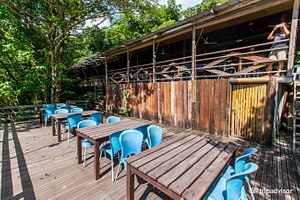 Permai Rainforest Resort in Kuching, image may contain: Wood, Restaurant, Shelter, Resort