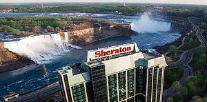 Sheraton Fallsview Hotel in Niagara Falls, image may contain: Hotel, Outdoors, Water, City