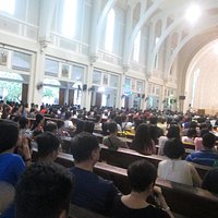 The St. Clement's Church is overflowing with church goers every Sunday. The ceiling looks heaven