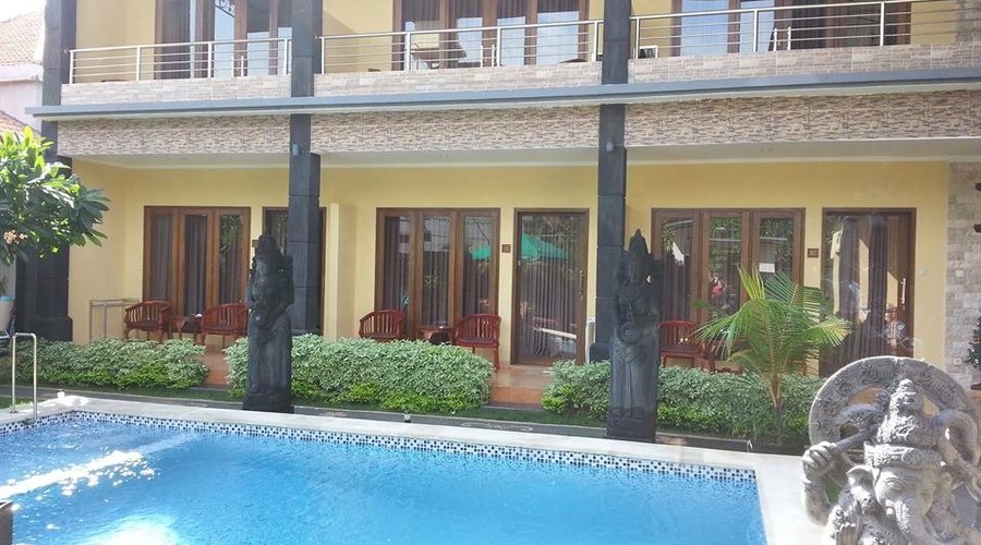 Pool at Wayan's and view of some of the rooms