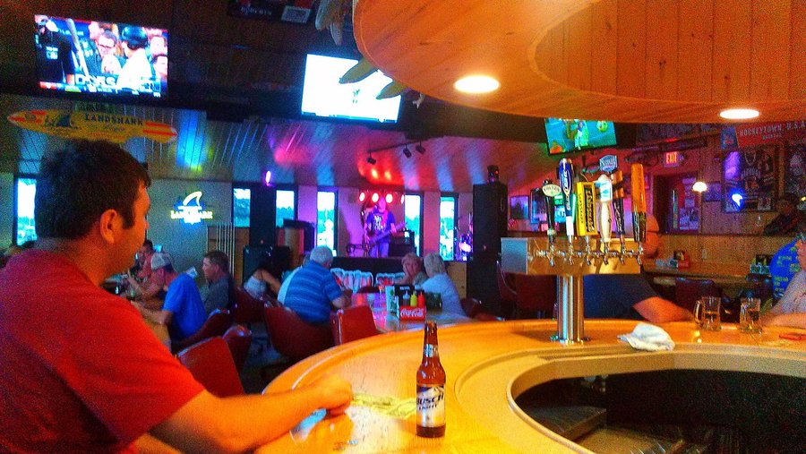 Looking at restaurant and band area from bar