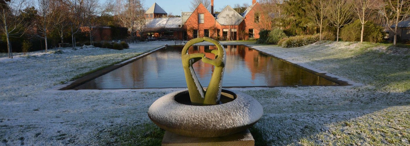 A dusting of winter snow on the sculptures near the reflection pool!