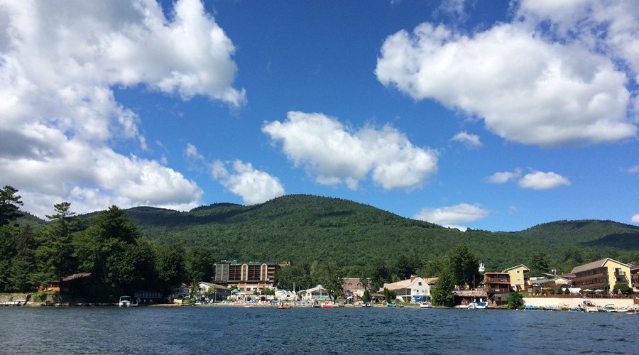 View of Marine Village from a boat on the lake