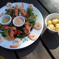 The Salmon and prawn salad
