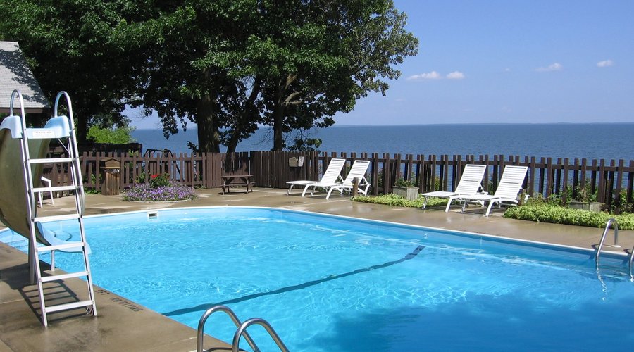 Relax by the lakeside pool