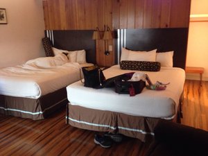 Timbers Motel in Eugene, image may contain: Dorm Room, Bed, Furniture, Handbag