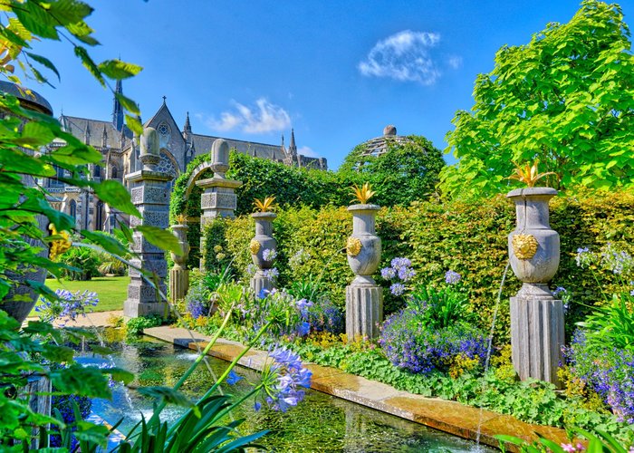 Cathedral View through Gardens