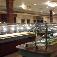 Table after table of hot and cold food choices