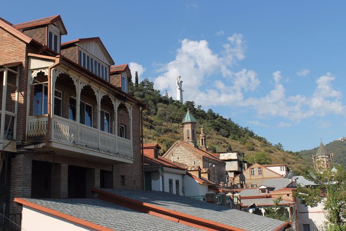 TBILISI, GEORGIA - Sep 24, 2019: A cluster of hotels near the old