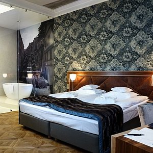 Alter Hotel in Lublin, image may contain: Interior Design, Bed, Furniture, Bedroom