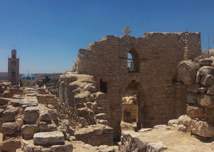 a view from inside (with the Melkite church in the background)