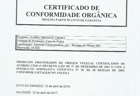 Certificado Organico