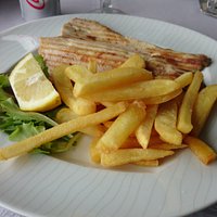Trout from the grill with fries