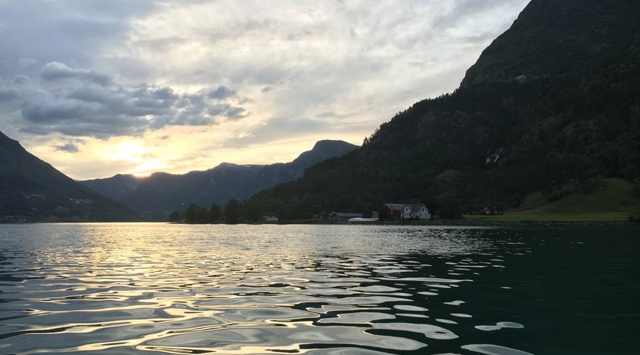 View from row boat on lake