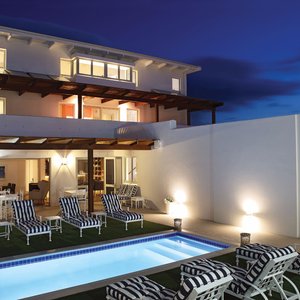 Pool area at night