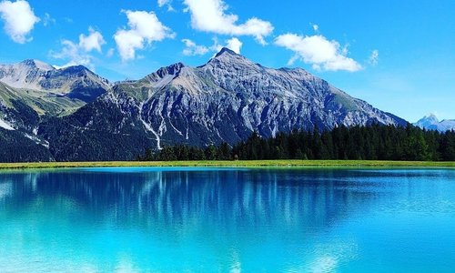 Artificial lake used for snowmaking in Winter