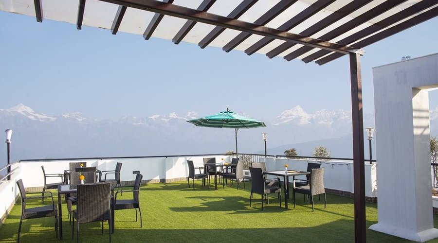 Rooftop Restaurant facing to the Himalaya's.