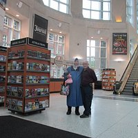Louis and I inside the information center on a rainy day.