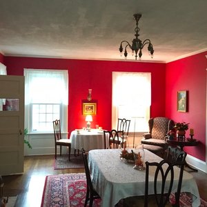 This is the charming dining room where you eat breakfast.