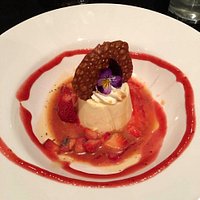 PASSION FRUIT PANNA COTTA With Macerated Strawberries & Brandy Snap