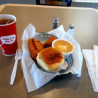 2 pc Chicken w/ mashed potatoes and gravy, coleslaw, roll, and drink