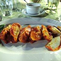 culurgionis pasta with tomato and basil sauce