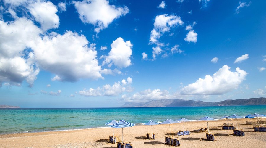 The beach right under Galini Beach Hotel