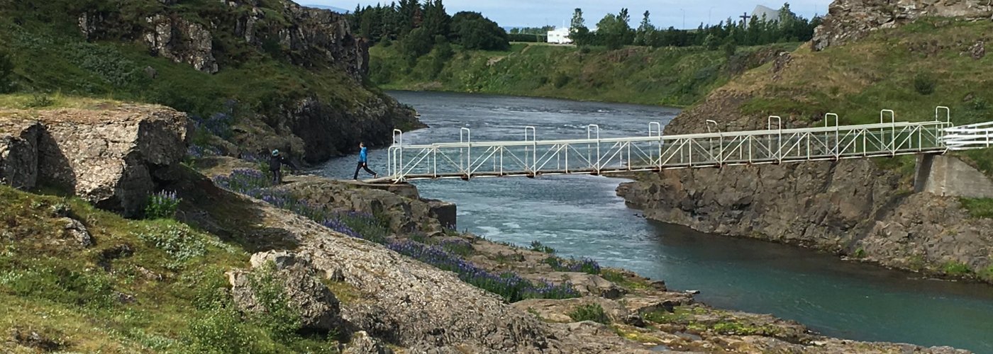 The bridge to Hrutey Island