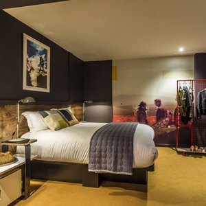 Bullitt Hotel in Belfast, image may contain: Interior Design, Indoors, Lamp, Plywood