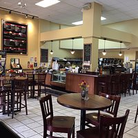 View of restaurant showing coffee/tea counter