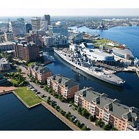 Nauticus Campus including Nauticus, the Battleship Wisconsin and the Decker Half Moone Center.