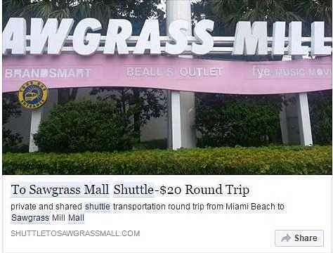 Sawgrass Mills Mall Round-Trip Transport from Miami