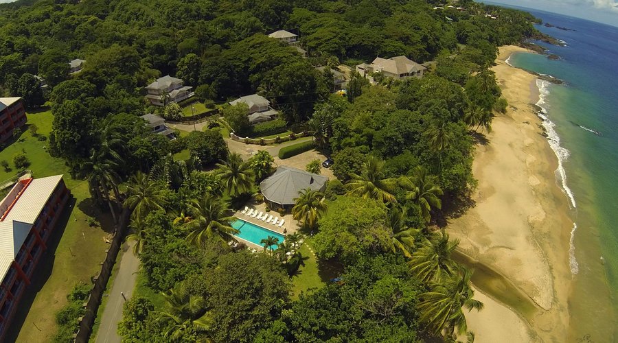 An overhead shot of the property