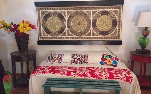 View of bedding at La Coyota in Cabo San Lucas